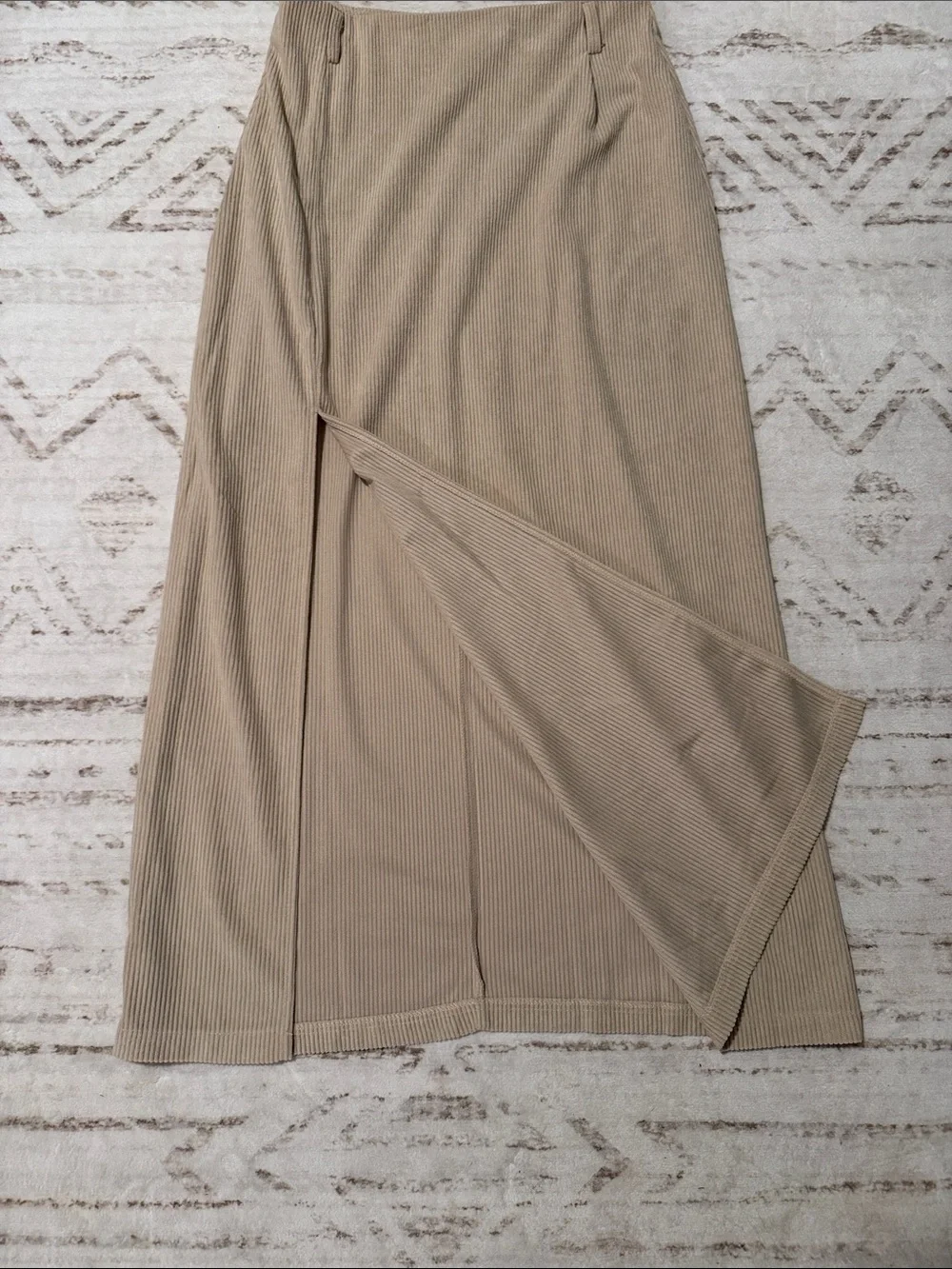 Beige Corduroy Maxi Skirt - Women